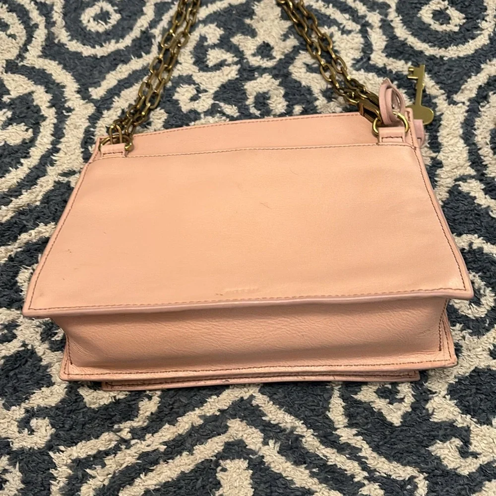 Fossil Stevie SM Chain Crossbody Pink Gold-tone Chain